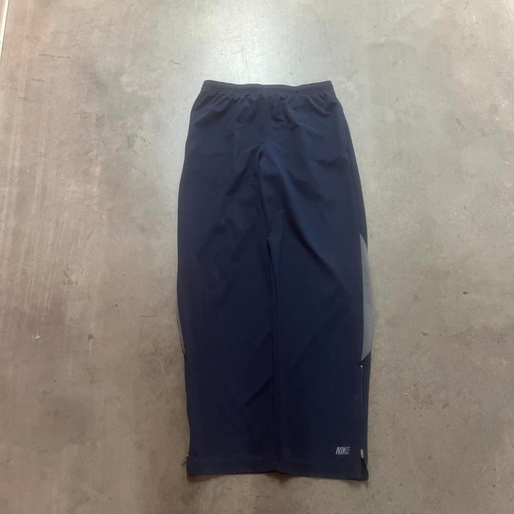 Y2K Nike men's blue baggy spell out logo track pants baggy wide leg silver tag L